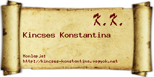 Kincses Konstantina névjegykártya